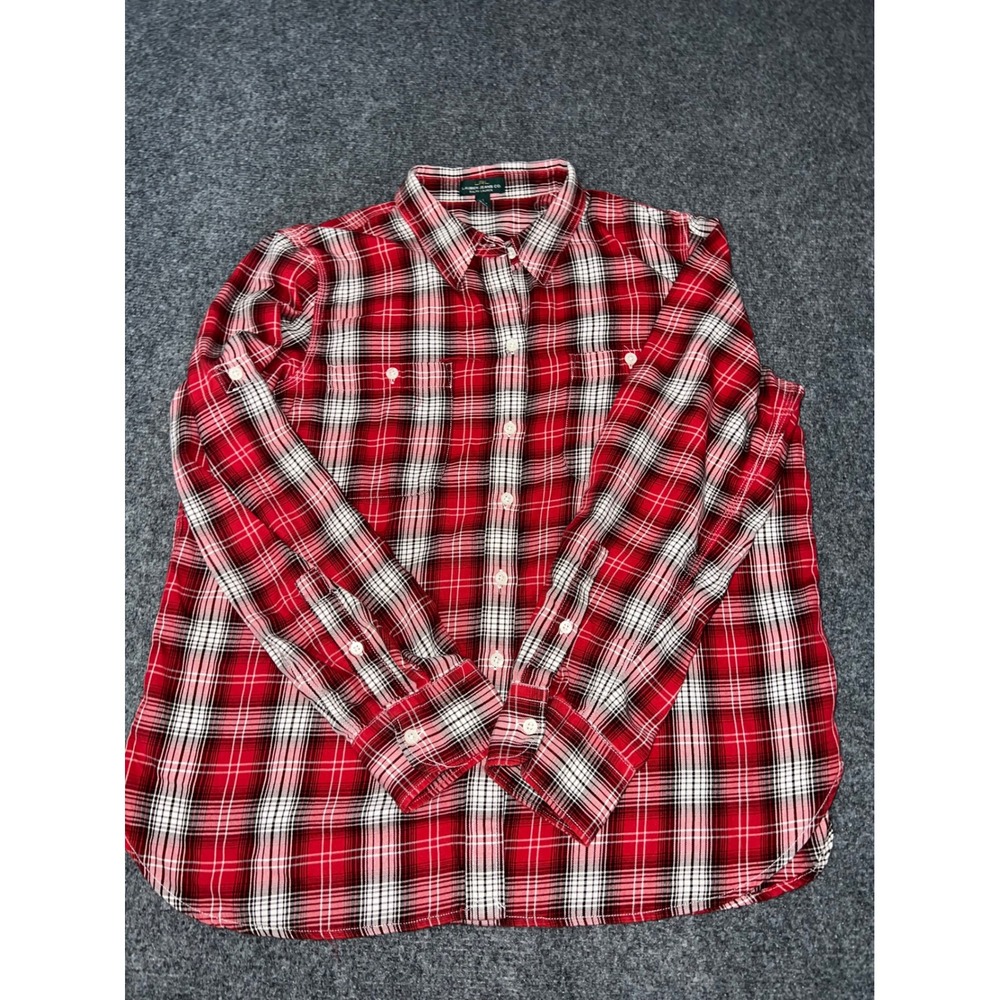 Lauren Ralph Lauren Red Plaid Button Down Shirt Womens Large Long Sleeve